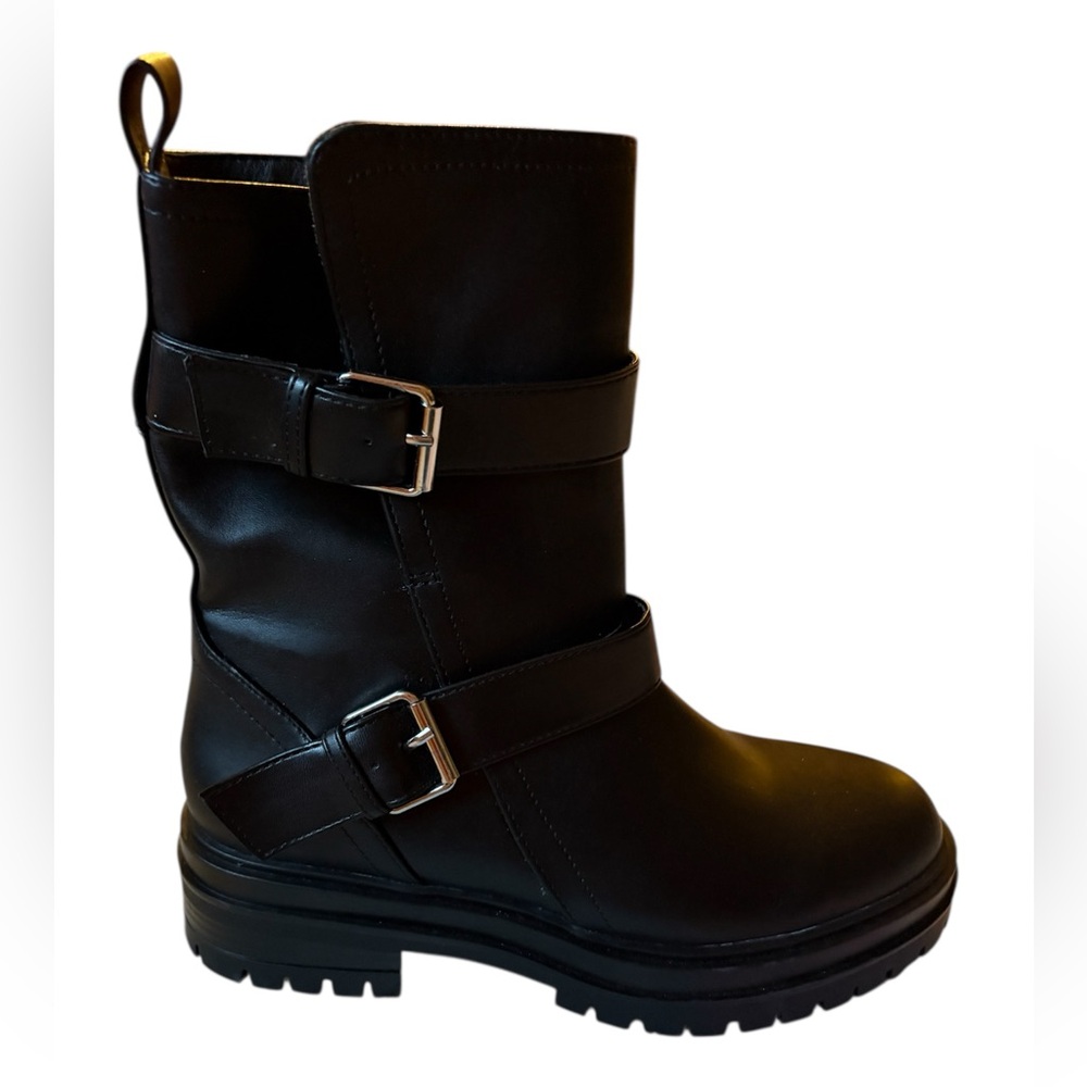 New MIA women's biker or combat black boots half calf size 7 chunky sole